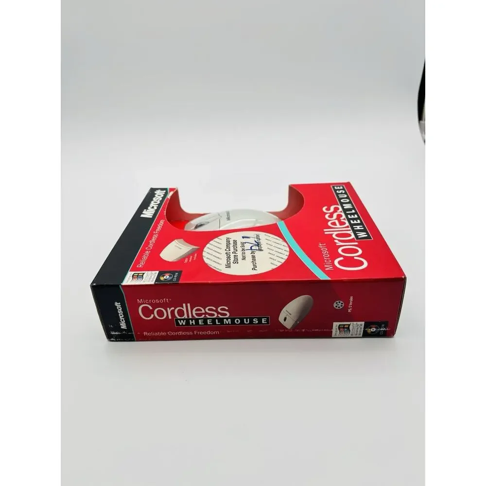 New Vintage Microsoft Cordless Wheel Mouse Wireless Retro. Sealed.